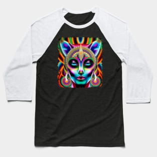 Catgirl DMTfied (26) - Trippy Psychedelic Art Baseball T-Shirt